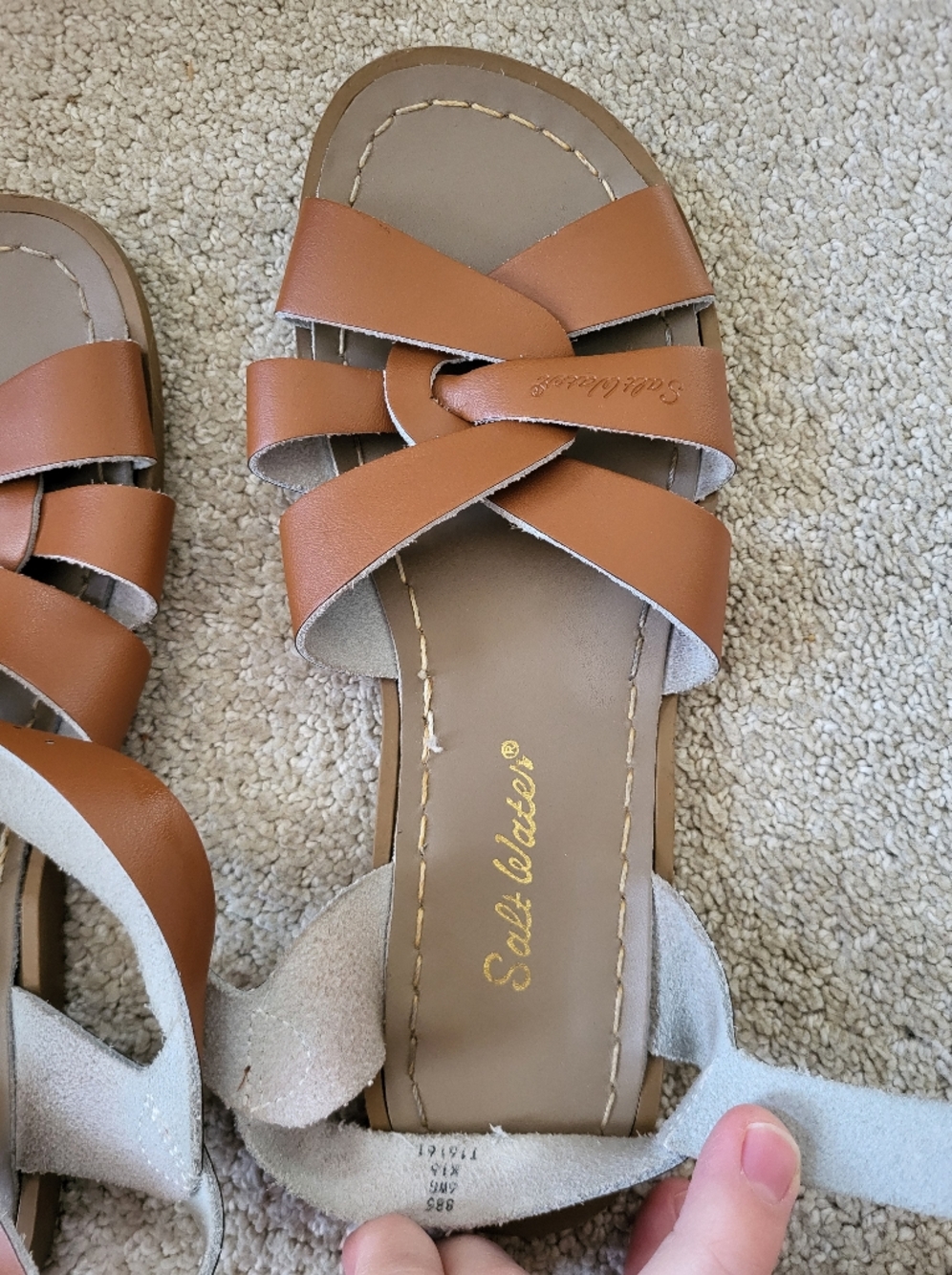 Salt Water Sandals, Girls Size 6, Brown - Picture 2 of 5